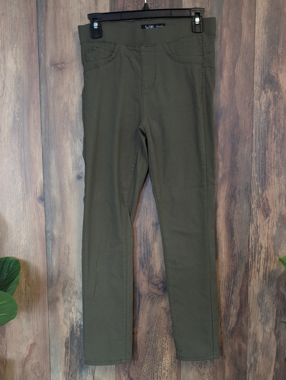 WBB Royalty for Me Olive Green Skinny Pull On Stretch Waist Ponte Pants PM 814A